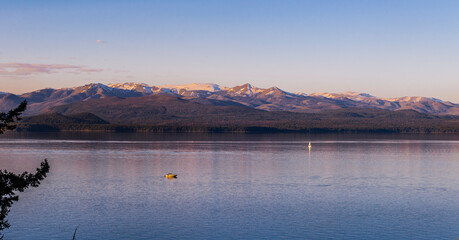 Naklejka premium Sunset, Nahuel Huapi Lake, Bariloche, Rio Negro Province, Patagonia, Argentina