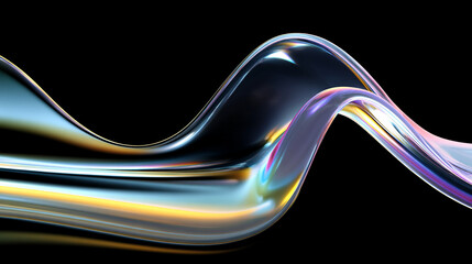 A 3D-rendered abstract ultraviolet background features diagonal rippled metallic ribbons. Iridescent foil forms wavy stripes, creating a hyperrealistic, trendy, and futuristic fashion wallpaper with l