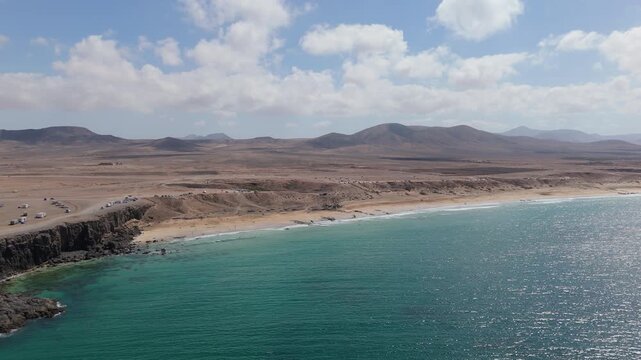 Aerial view of El Cotillo bay, fuerteventura. Canary islands - Perfect tourism presentation