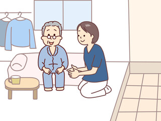 独り暮らしの高齢者を訪問する