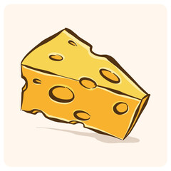 Cartoon Wedge of Swiss or Emmental Cheese