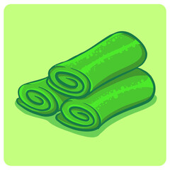 Vibrant Cartoon Illustration of Indonesian Dadar Gulung Cake