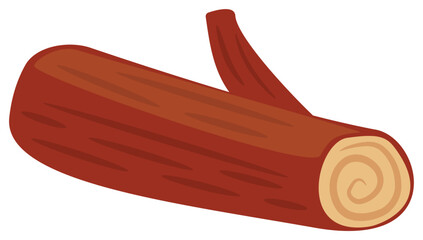 A cartoon-style vector of a cut tree log with visible wood grain and concentric rings. Ideal for nature-themed designs, forestry icons, camping graphics, and eco-friendly concepts.