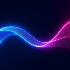 Fototapeta premium Abstract glowing blue and pink light wave on dark background representing energy, motion, technology, and futuristic digital design with flowing neon lines and smooth gradient effect