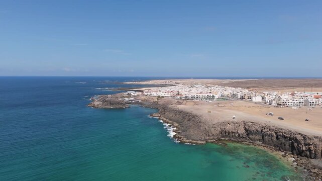 Aerial view of El Cotillo bay, fuerteventura. Canary islands - Perfect tourism presentation