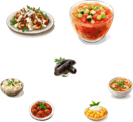 vectors illustration of spanish cuisine and romanian cuisine