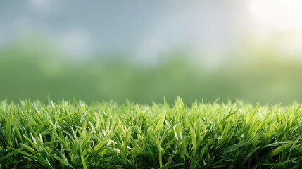 Obraz premium Lush Green Grass with Soft Sunlight and Blurred Background for Nature and Outdoor Themes