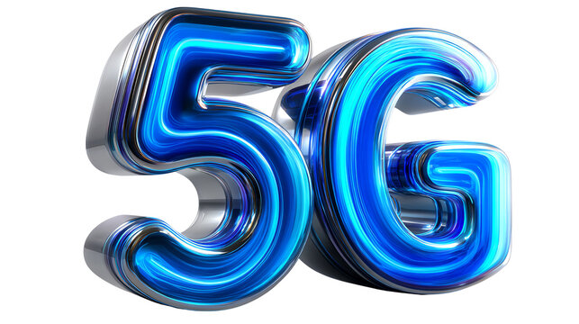 5G Technology Visualization: A striking 3D rendering of the 5G logo, showcasing its modern design and highlighting the technological advancement and innovation
