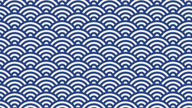 青海波模様の入った紺色の背景素材　ベクター
