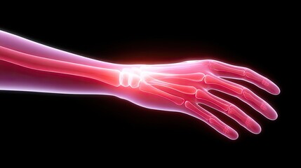 Human Arm Anatomy with Highlighted Bone Structure and Joint Connections for Medical Illustrations and Education Purposes