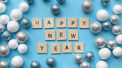 Celebrate a happy new year with sparkling decorations, perfect for festive greetings, winter...