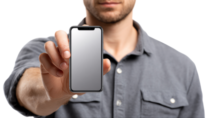 Modern Communication: A person presents a sleek smartphone, offering a glimpse into the world of technology and instant connection.