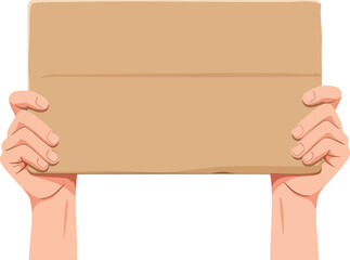 Hands Holding Blank Brown Signboard. style inspiration illustration concept design creative background style inspiration