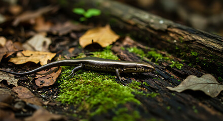 Skink on Forest Floor- Eutropis multifasciata