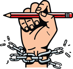 Power of Writing Freedom from Chains. inspiration illustration concept design creative background style inspiration