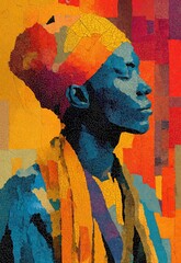 Fototapeta premium Portrait of a man, created with bright mosaic tiles.