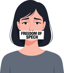 Woman Silhouetted Freedom of Speech. style inspiration illustration concept design creative background style inspiration