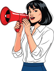 Woman with Megaphone Pop Art. style inspiration illustration concept design creative background style inspiration