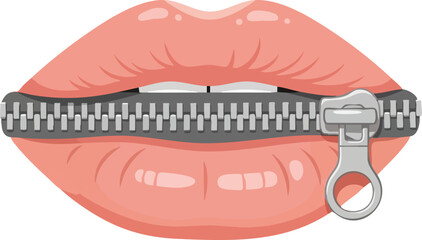 Zipped Lips Secret Silence Secrecy Concept. inspiration illustration concept design creative background style inspiration
