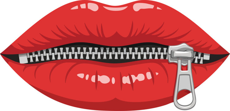 Zipped Lips Silence Censorship Mouth. style inspiration illustration concept design creative background style inspiration