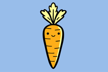 Whimsical Smiling Carrot Character Illustration on Light Blue