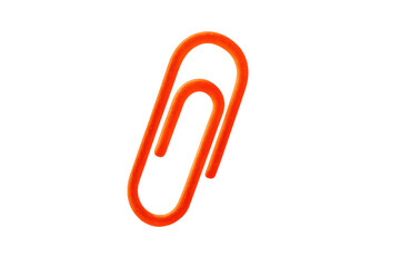 Obraz premium Orange paper clip on transparent background representing office stationery and business organization