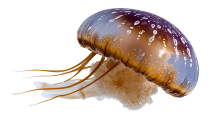 Oceanic Wonder: A captivating jellyfish gracefully glides through the sea, showcasing its translucent body and delicate tentacles, a symbol of underwater beauty and marine life.