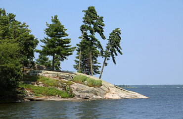 Rocky peninsula with trees - Lake Kabetogama in Voyageur National Park, Minnesota