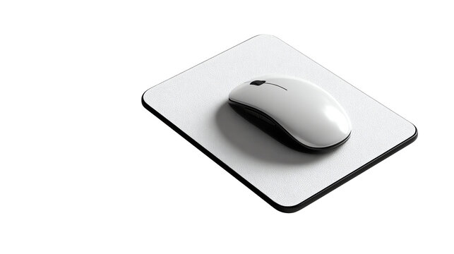 Computer Mouse and Pad: A sleek white computer mouse rests on a matching pad, embodying seamless functionality and modern design. It's a clean, minimalistic aesthetic.