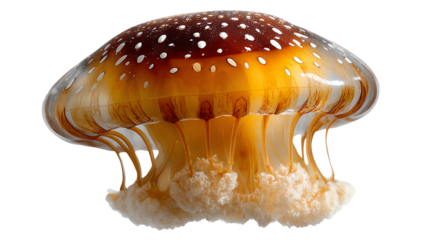 Dancing of the Jellyfish: A mesmerizing jellyfish, its translucent bell adorned with intricate patterns, gracefully navigates the depths of the ocean.