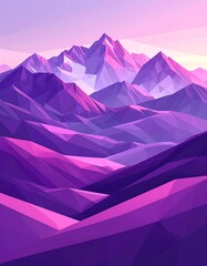Geometric illustration of purple mountain range at sunset