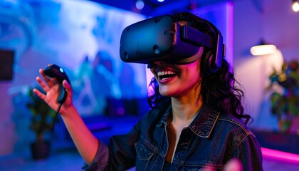 VR user smiles