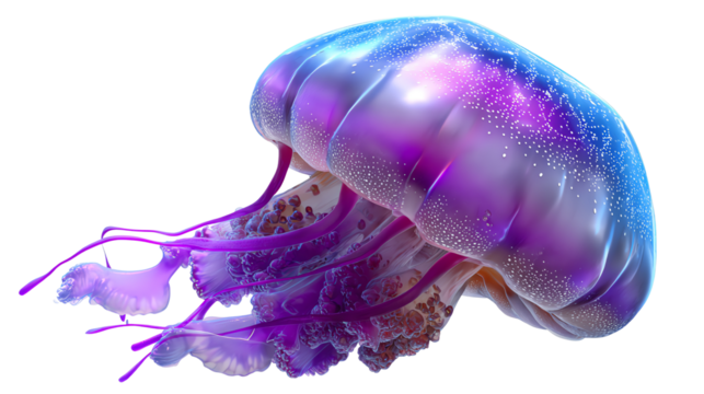 Celestial Jellyfish: This image presents a captivating view of a luminous jellyfish with a mesmerizing ethereal glow, a captivating subject that's both beautiful and mysterious. 