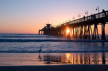 sunset at the pier on Imperial beach in San Diego