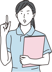 白衣の看護師が注意をしているイラスト素材