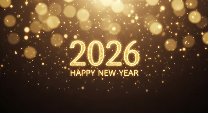 Golden 2026 happy new year glitter background