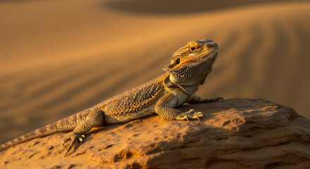 Bearded Dragon on Desert Rock- Pogona vitticeps
