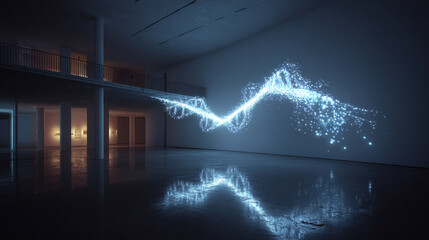 A hyperrealistic white wall illuminated by a projected DNA code sequence, with glowing strands of genetic information casting subtle light and symbolism of science and discovery. 
