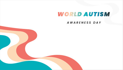 World Autism Awareness Day Background with Colorful Wavy Shapes