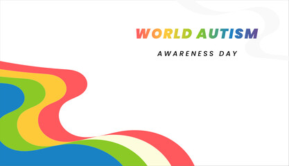 World Autism Awareness Day Background with Colorful Wavy Shapes