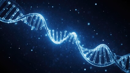Glowing DNA Strands in Abstract Biotech Background