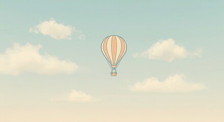 Obraz premium A lone balloon ascends through a soft sky with gentle clouds.