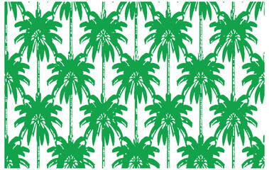 Seamless Pattern of Green Palm Trees on White Background Keywords: palm tree, tropical, pattern, seamless, green, nature, foliage, leaves, summer