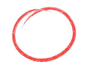 Hand-drawn red circles isolated on transparent background, sketch marker pen and pencil round highlights for marking text, numbers, and logo design