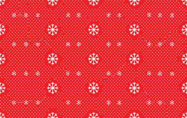 Snowflakes and Dots Pattern on Red Background Keywords: snow, snowflake, winter, pattern, seamless, background, texture, dots, white, red, holiday
