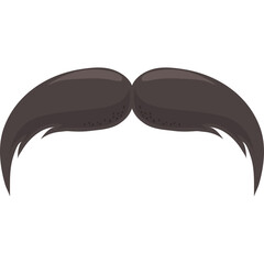 Dark Brown Pixelated Mustache with Curled Ends on Transparent Background