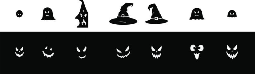 Halloween Vector Clipart Collection ,  Spooky Silhouette Collection for Halloween - Vector Elements Pack