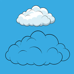 A peaceful sky scene filled with soft, fluffy white clouds drifting across a wide open background, perfect for coloring with shades of blue, gray, and imagination in every puff.
