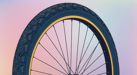 Fototapeta premium Close-up of a bicycle wheel with a detailed tread pattern.