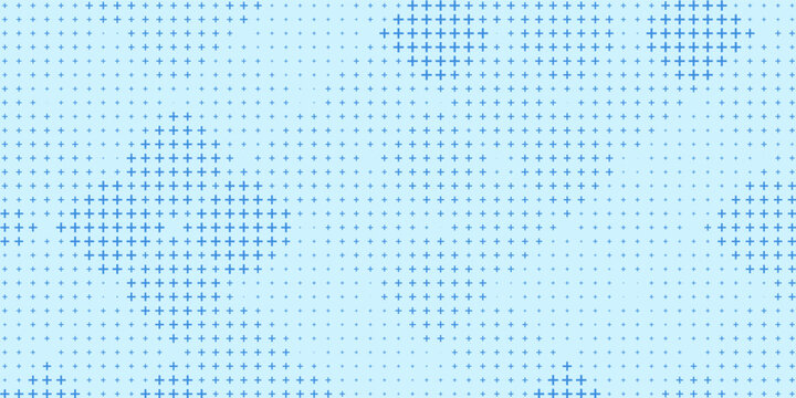 Blue plus symbols of different sizes and opacity. Blue Medical Plus Pattern